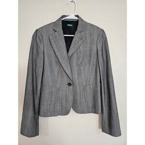 United Colors of Benetton - Vintage Women's Blazer Gray Pinstripe‎ - Size 44